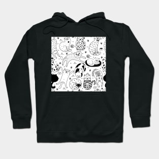 Vintage Black and White Cats Hoodie